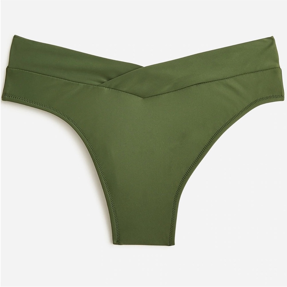 NWT J. Crew Cross-Front Cheeky Bikini Bottom in Green